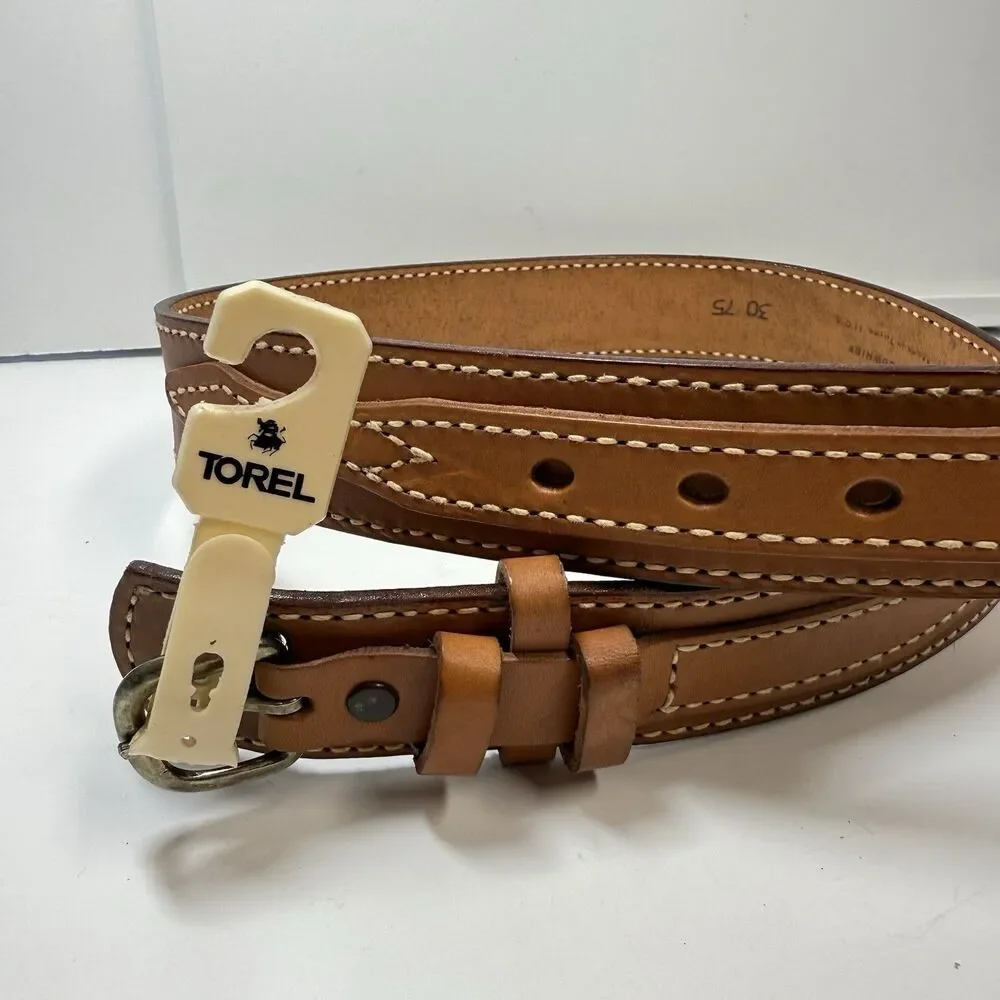 TOREL Western Belt Split Top Grain Cowhide Sz 30/75 In Tan New